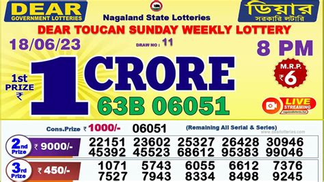 Nagaland State Lottery Sambad Today Result 1 PM, 6 PM & 8PM .
